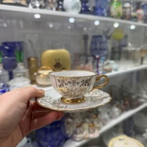 Dúo de café porcelana BAVARIA alemana con oro
