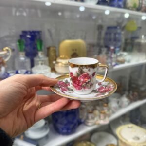 Dúo de café petit porcelana tsuji pintado a mano con oro