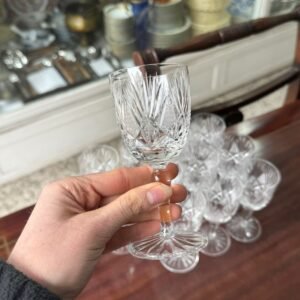 Juego de 12 copas de cristal tallado para licor