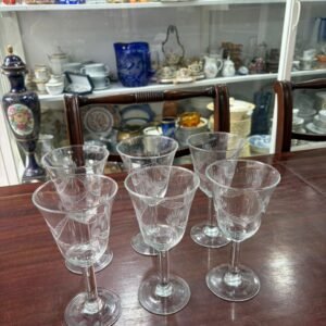 Juego de 6 copas grabadas al acido