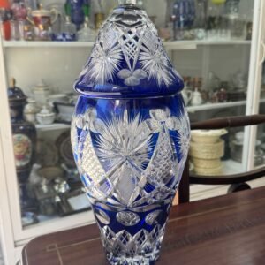Potiche cristal súper tallado azul