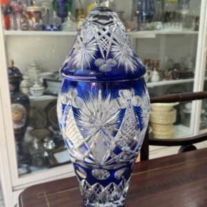 Potiche cristal súper tallado azul