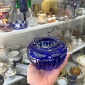 Cenicero de cristal súper tallado azul