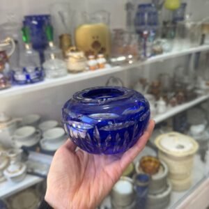 Cenicero de cristal súper tallado azul