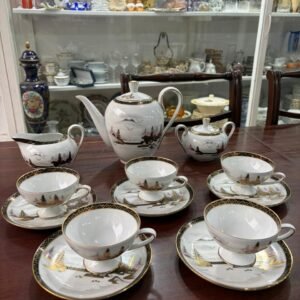Juego de té porcelana tsuji estilo oriental pintado a mano con oro
