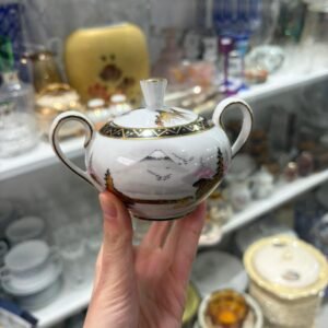 Juego de café porcelana tsuji estilo oriental pintado a mano con oro