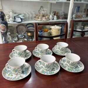 Juego de 6 dúos de té porcelana MARLY con diseño de botánica