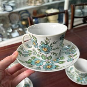 Juego de 6 dúos de té porcelana MARLY con diseño de botánica