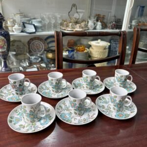 Juego de 7 dúos café porcelana MARLY diseño de botánica