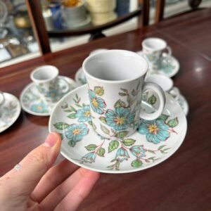Juego de 7 dúos café porcelana MARLY diseño de botánica
