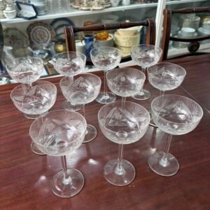 Juego de 11 copas para brindis o postre cristal súper tallado