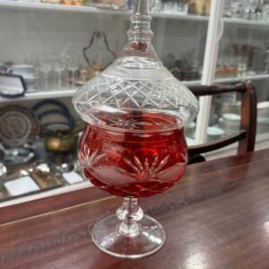 Caramelera o bombonera de cristal súper tallado rubi