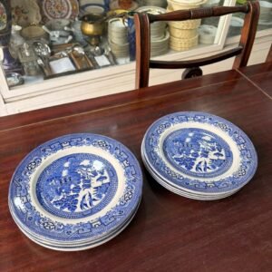 Juego de 11 platos playos ingleses «OLD WILLOW» staffordshire england