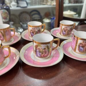 Juego de 6 dúos de café con escenas victorianas