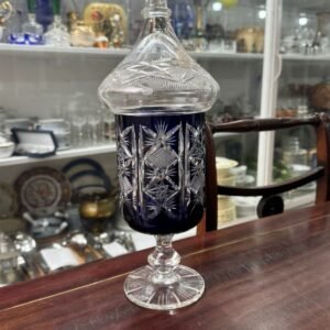 Caramelera o bombonera cristal súper tallado azul