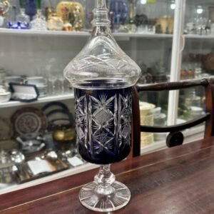 Caramelera o bombonera cristal súper tallado azul