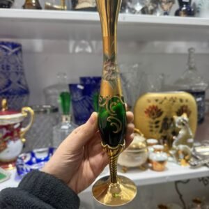 Florero violetero de cristal de murano veneciano pintado a mano con oro