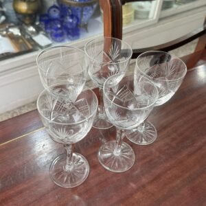 Set de 5 copas de cristal tallado