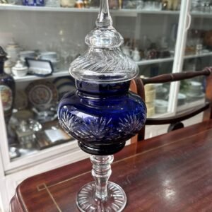 Caramelera de cristal súper tallado azul