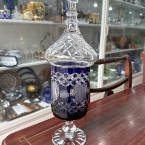Caramelera de cristal súper tallado azul
