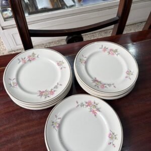 Juego de 12 platos de postre flor de durazno