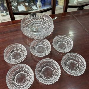 Set de fuente con 6 compoteras cristal súper tallado