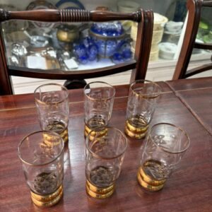 Juego de 6 vasos con dorado