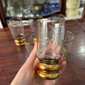 Juego de 6 vasos con dorado