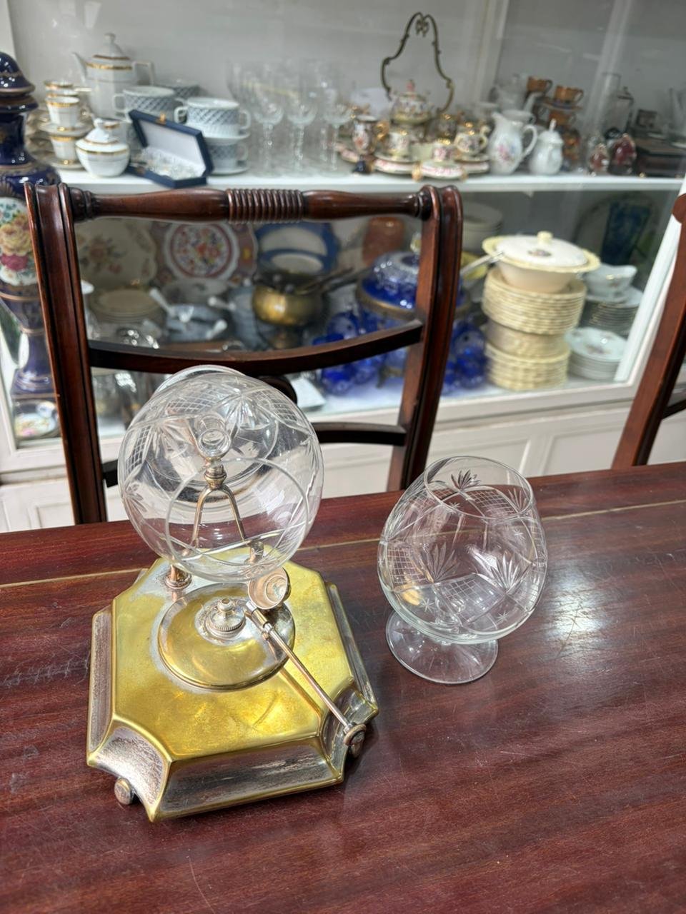 Calentador de cognac con 2 copas