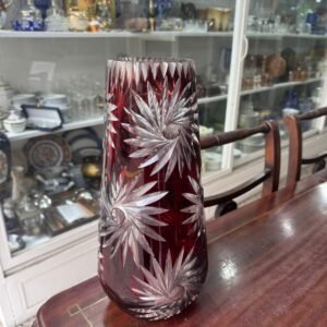 Exquisito florero de cristal súper tallado rubi