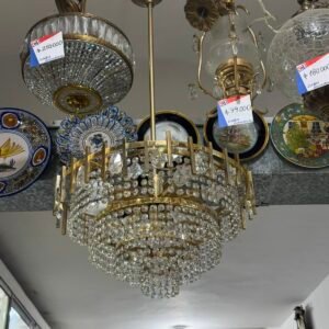 Araña de techo con caireles de cristal con bronce 8 luces