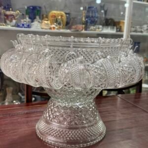 Gran ponchera con 18 tazas vidrio prensado