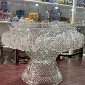 Gran ponchera con 18 tazas vidrio prensado