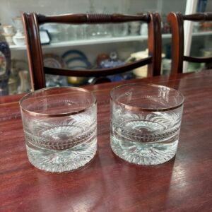 Par de vasos de whisky cristal con guarda en platería
