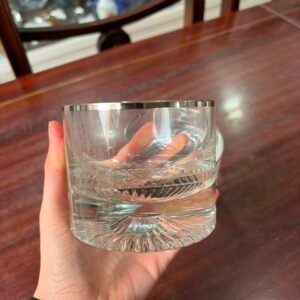 Par de vasos de whisky cristal con guarda en platería