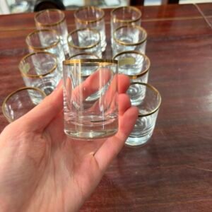 Juego de 12 vasos de cristal con dorado ideales para shot