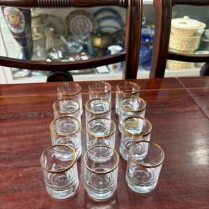 Juego de 12 vasos de cristal con dorado ideales para shot