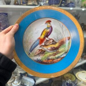 Plato porcelana BAVARIA pintado a mano con oro