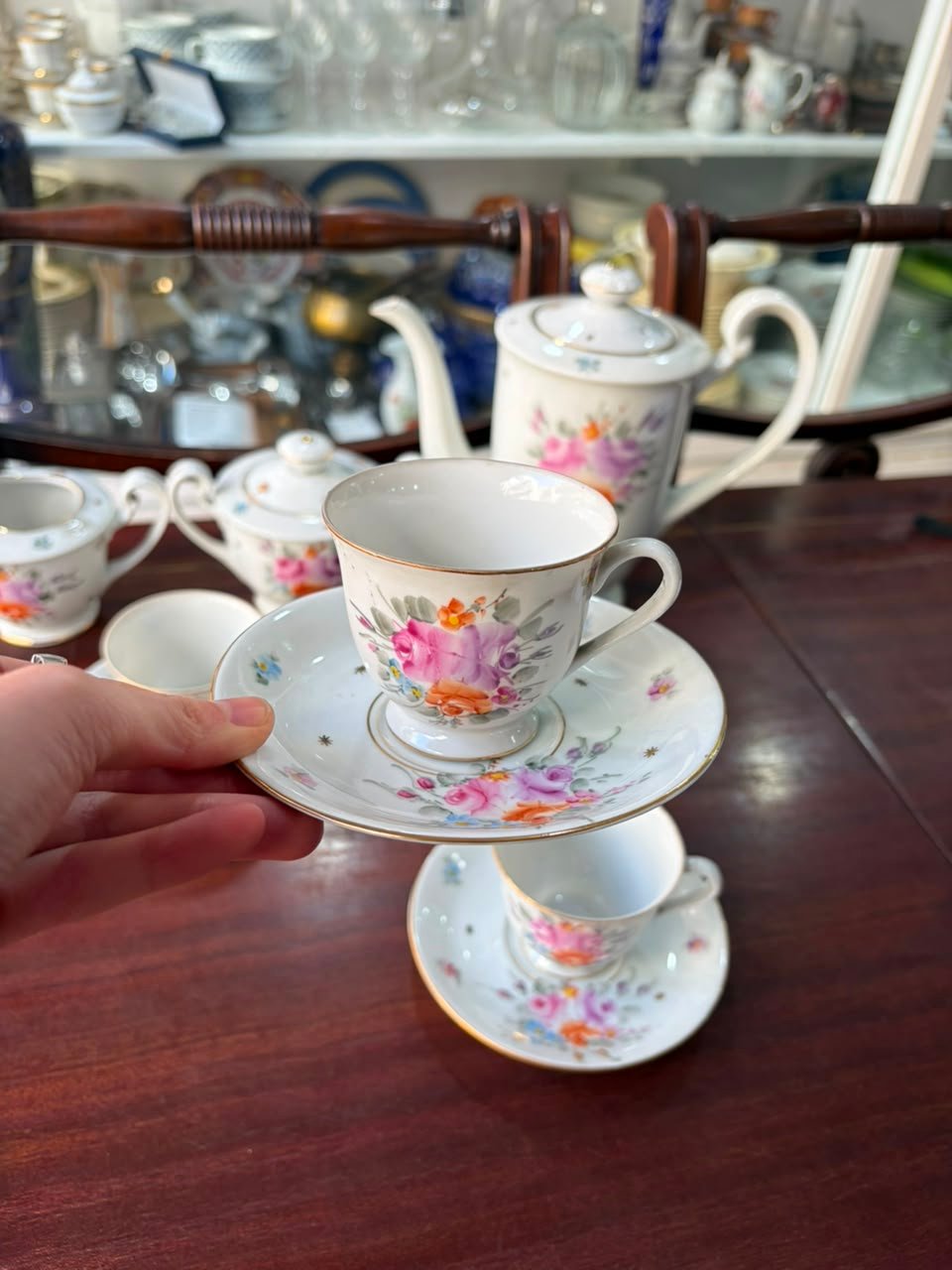 Juego de café porcelana tsuji pintado a mano - Imagen 2