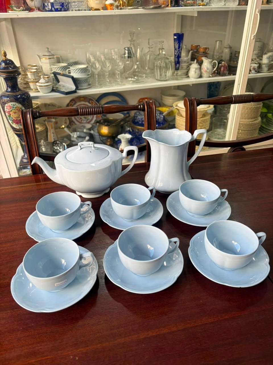 Juego de té celeste pastel inglés para 6 personas - Imagen 9