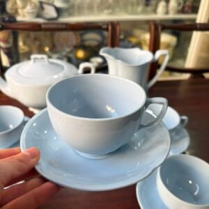 Juego de té celeste pastel inglés para 6 personas