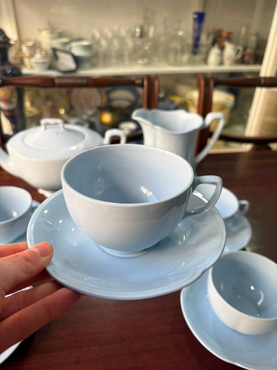 Juego de té celeste pastel inglés para 6 personas - Imagen 2