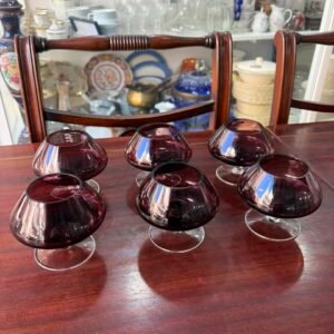 Juego de 6 copas para cognac de cristal color uva