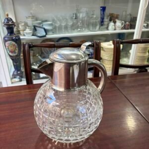 Jarra de cristal súper tallado con platería y enfriador