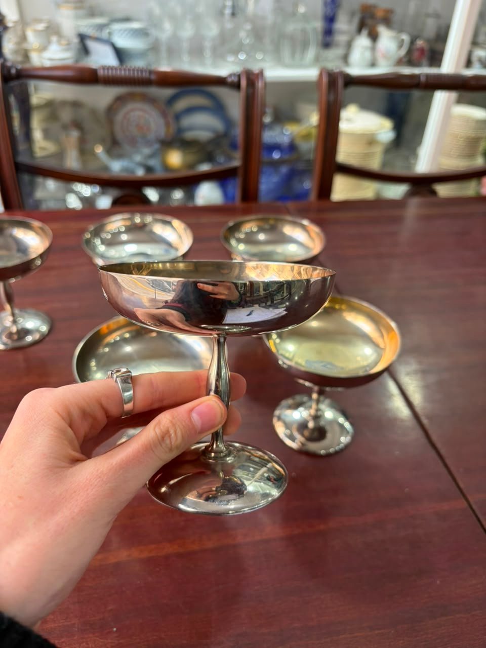 Juego de 6 copas para brindis o postre platería