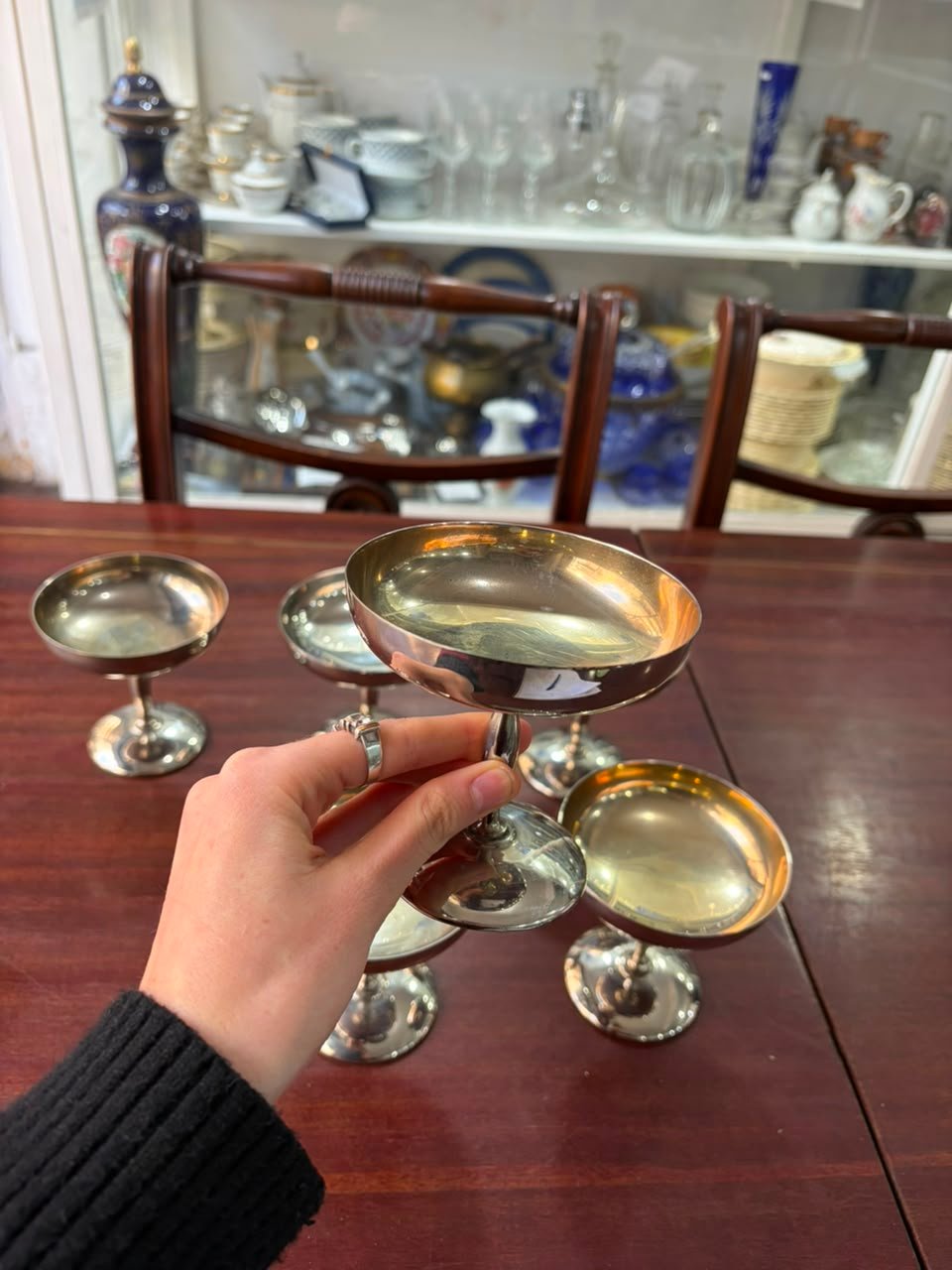 Juego de 6 copas para brindis o postre platería - Imagen 5