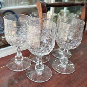 Set de 5 copas para agua o vino de cristal súper tallado