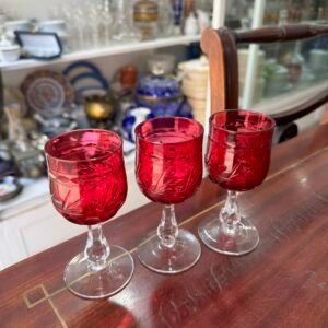 Set 3 copas de cristal súper tallado rubi