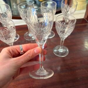 Juego de 7 copas de cristal súper tallado para licor