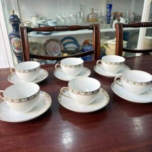 Juego de 6 dúos de té porcelana francesa LIMOGES